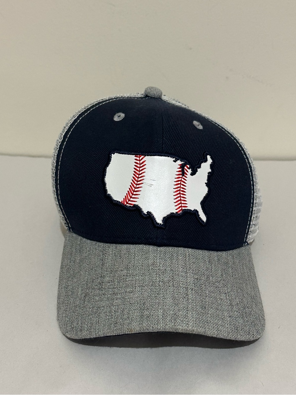 Baseballism Navy Gray United Seams Baseball USA Mesh Back Trucker Hat
